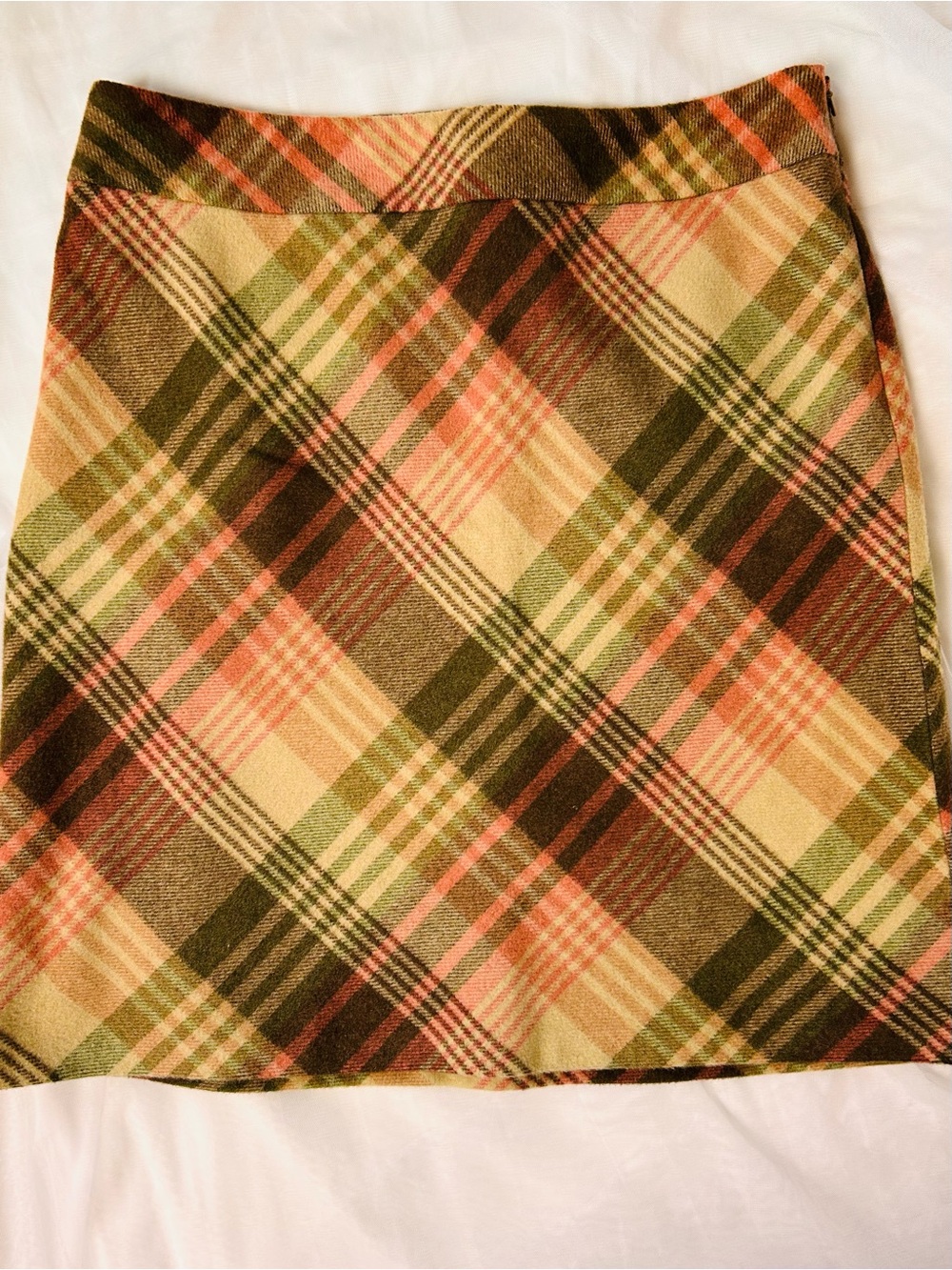 Plaid A-Line Skirt in Green and Pink